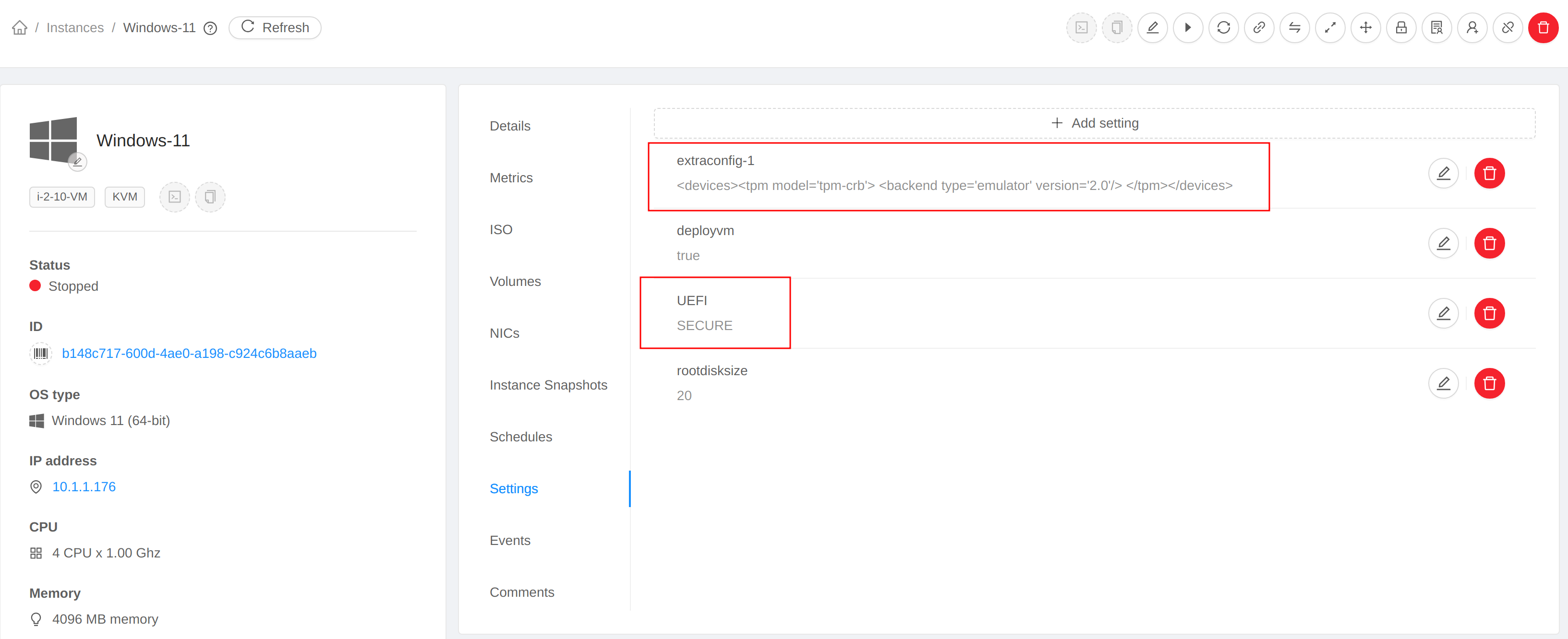 Windows VM Settings