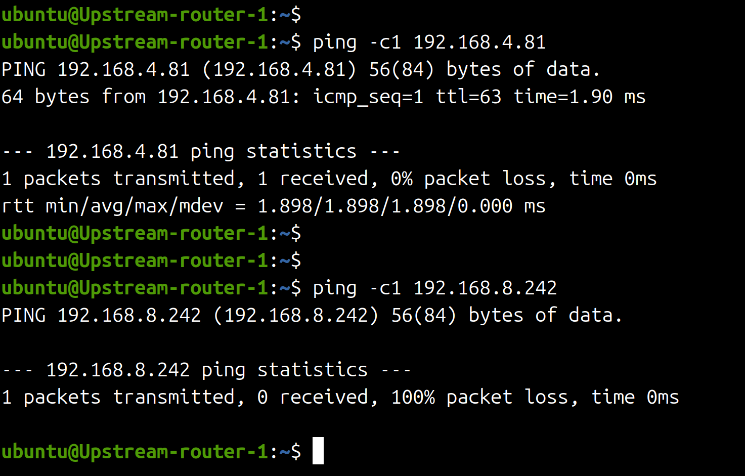 Ping result from another server