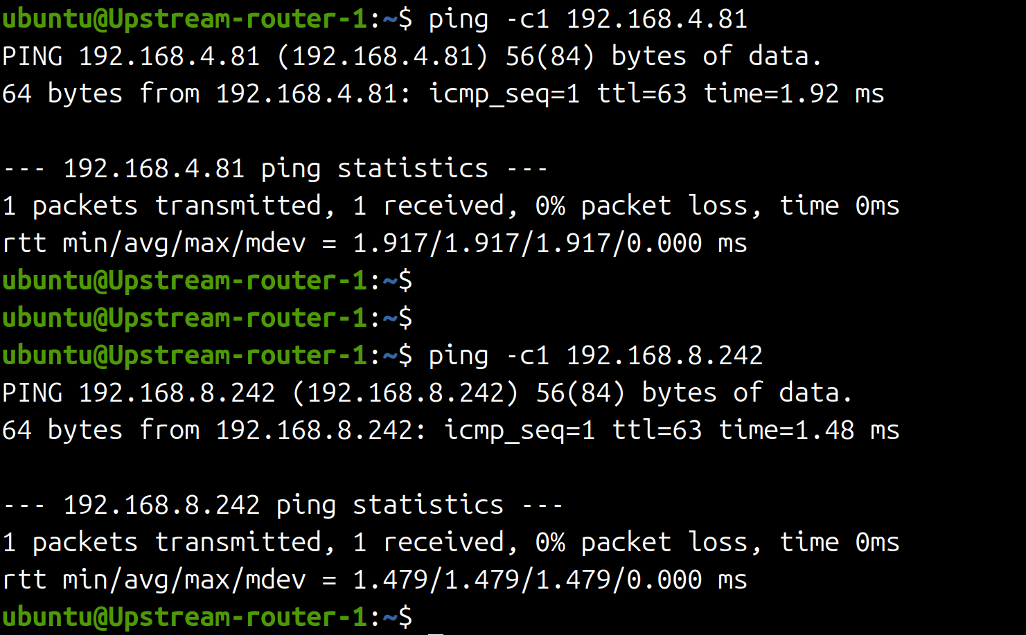 Ping result after changes