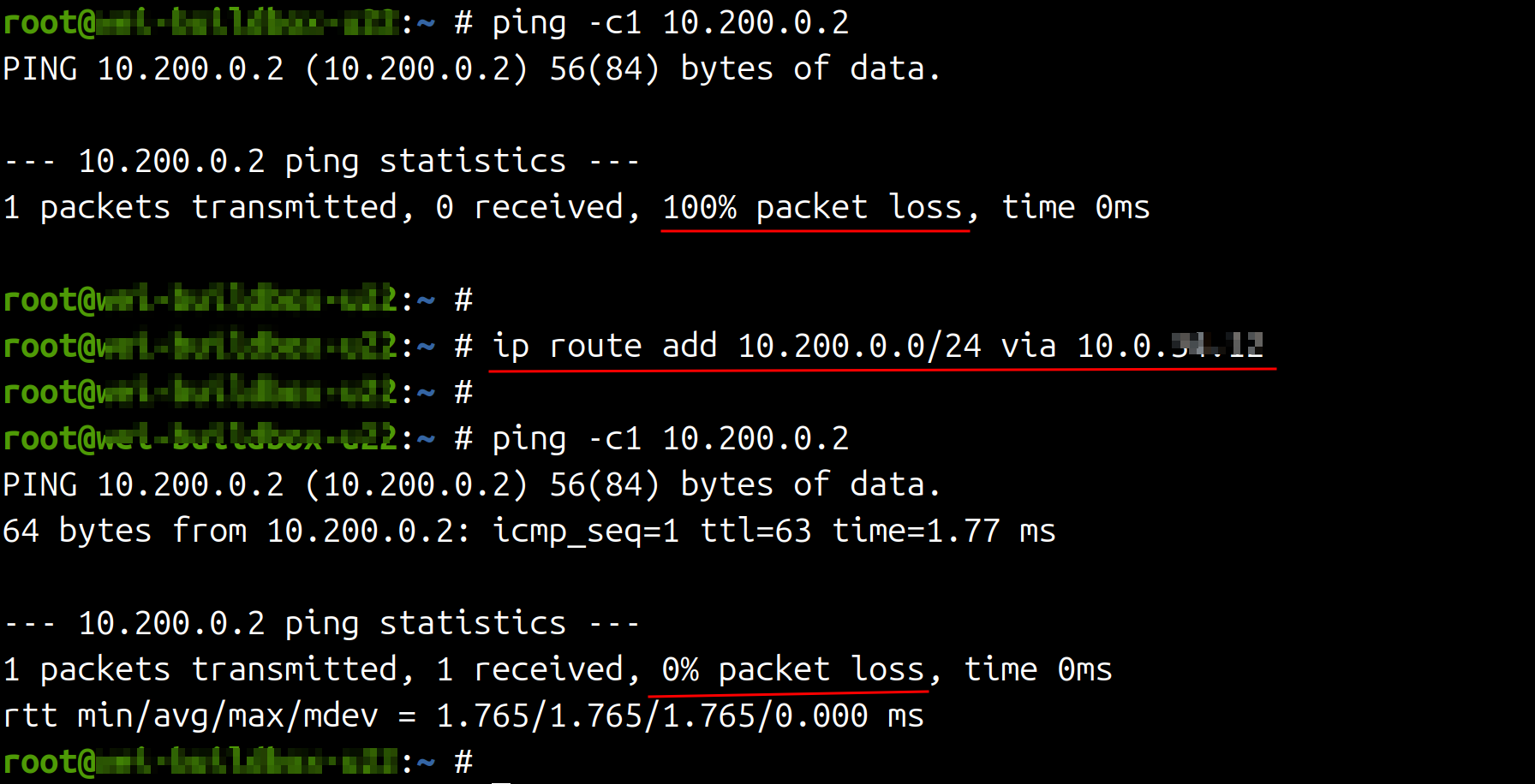 Ping result from server